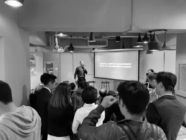 Yuri Lobyntsev presenting "Digital assets management: keys to the bearish market"