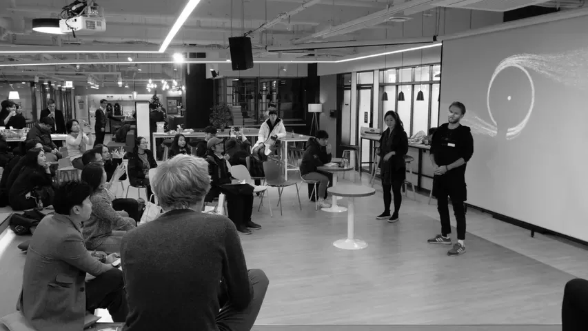 A Cindicator meetup, with the audience seated around the speakers